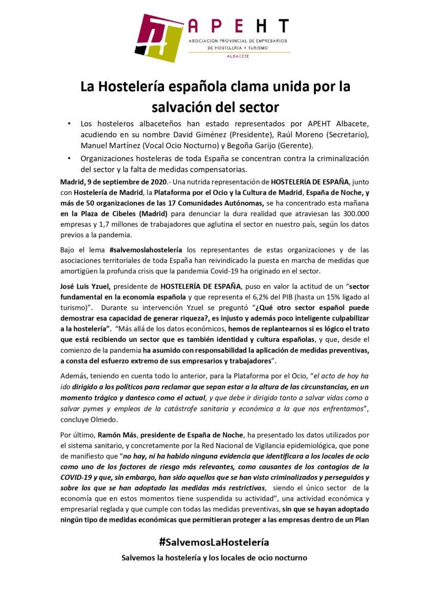 La APEHT Albacete en la concentración nacional por la salvación del sector