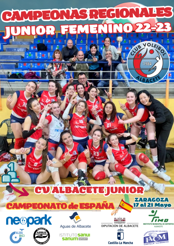 El conjunto junior femenino del Club Voleibol Albacete se proclama campeón regional