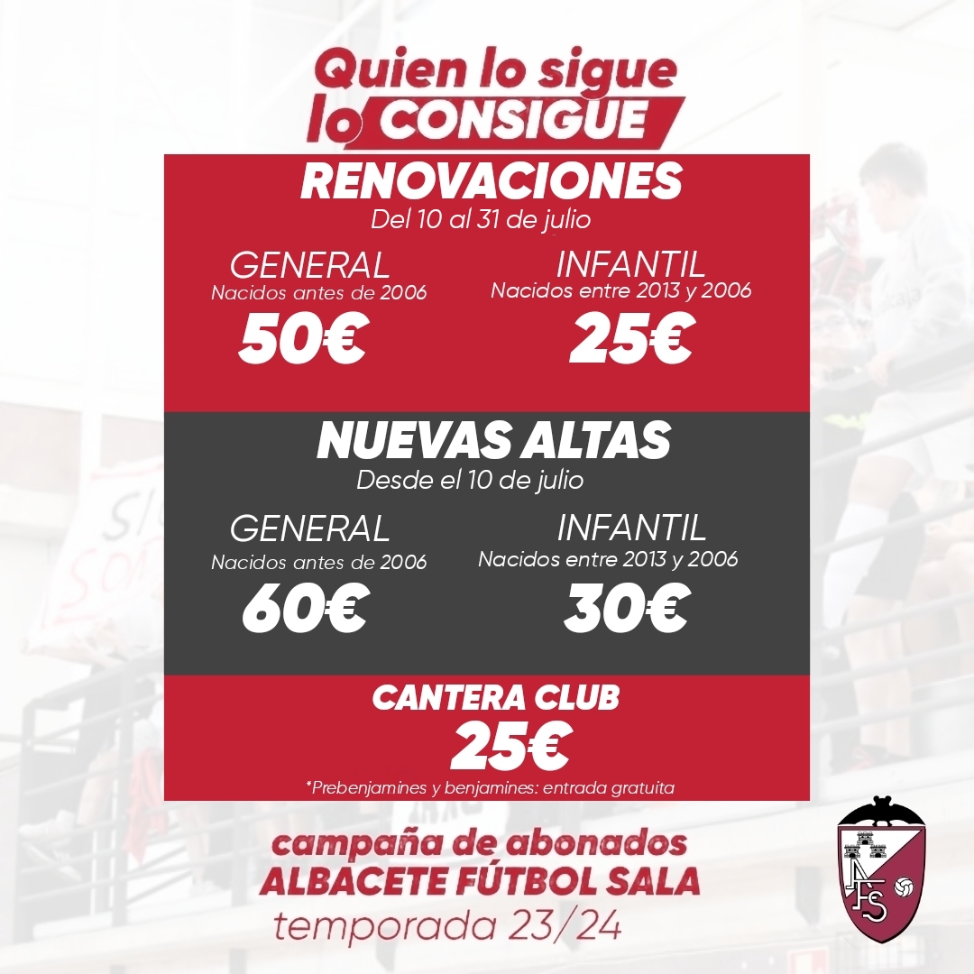 "Quien lo sigue lo consigue", la campaña de abonados Albacete Fútbol Sala 2023-2024