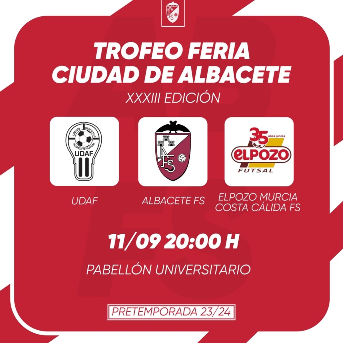 El Trofeo feria de fútbol sala reunirá a Albacete FS, UDAF y El Pozo Murcia