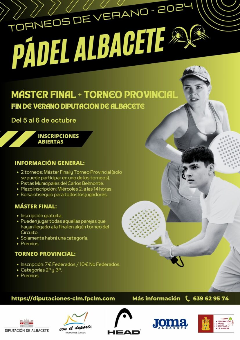 Torneos de Verano ‘Pádel Albacete 2024’ | El Máster Final pondrá el broche de oro a los torneos ‘Pádel Albacete 2024’