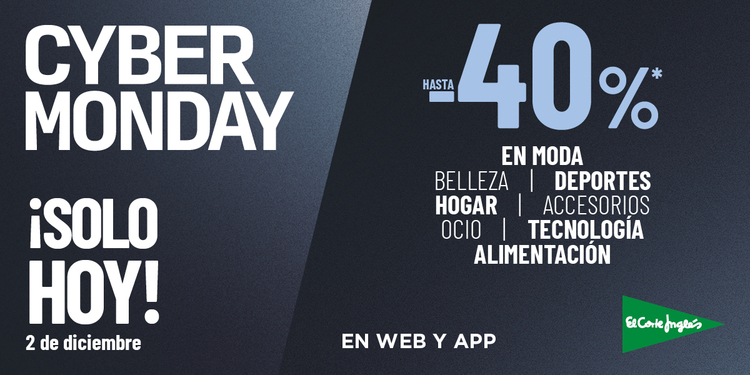 <strong>El Corte Inglés celebra hoy su Cyber Monday con descuentos únicos de hasta el 40% sólo en app y web</strong>