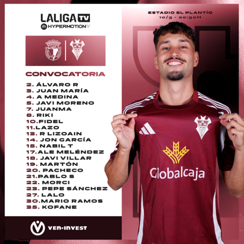 Convocatoria Albacete Balompié |Javi Rueda, Cristian Rivero, Rai Marchán, Higinio y Jaume Costa, bajas para Burgos