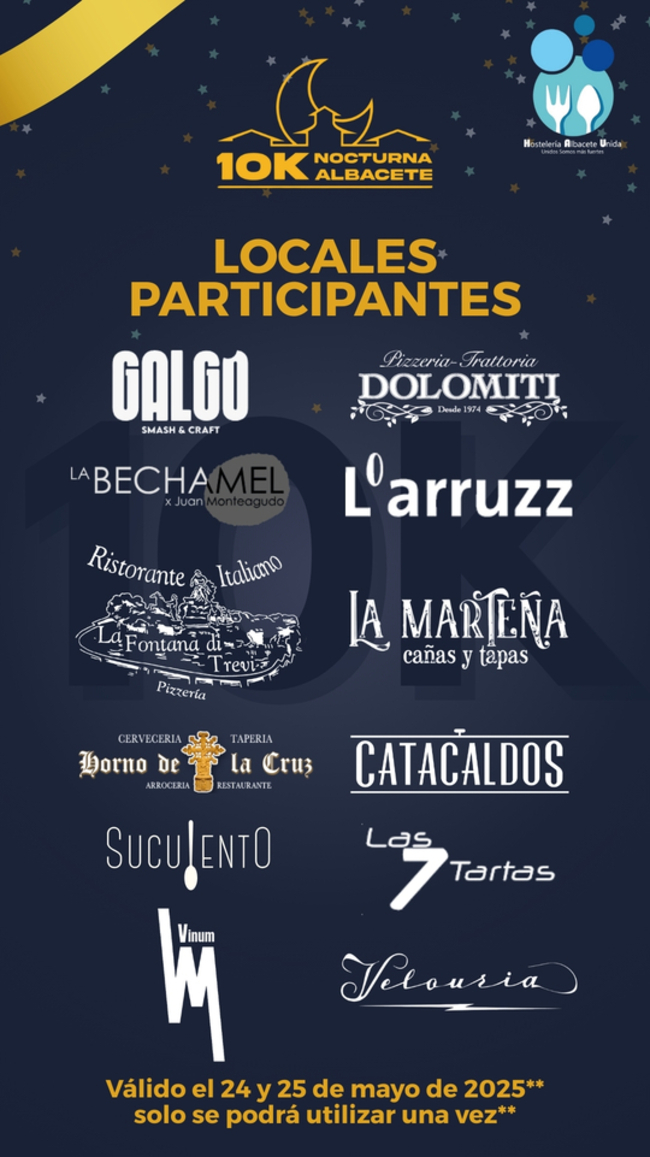 Hostelería Albacete Unida apoya a los atletas de la 10K Nocturna de Albacete 2025 con descuentos especiales