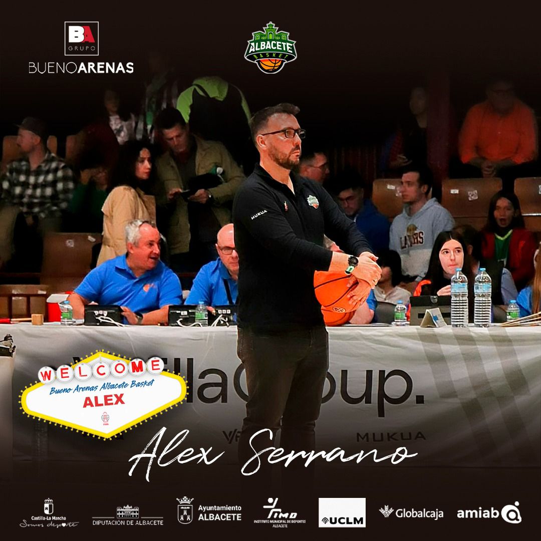 Álex Serrano, renovado como segundo entrenador del Bueno Arenas Albacete Basket para la temporada 2025/26