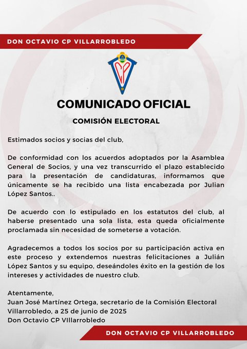 Julián López es el nuevo presidente del CP Villarrobledo