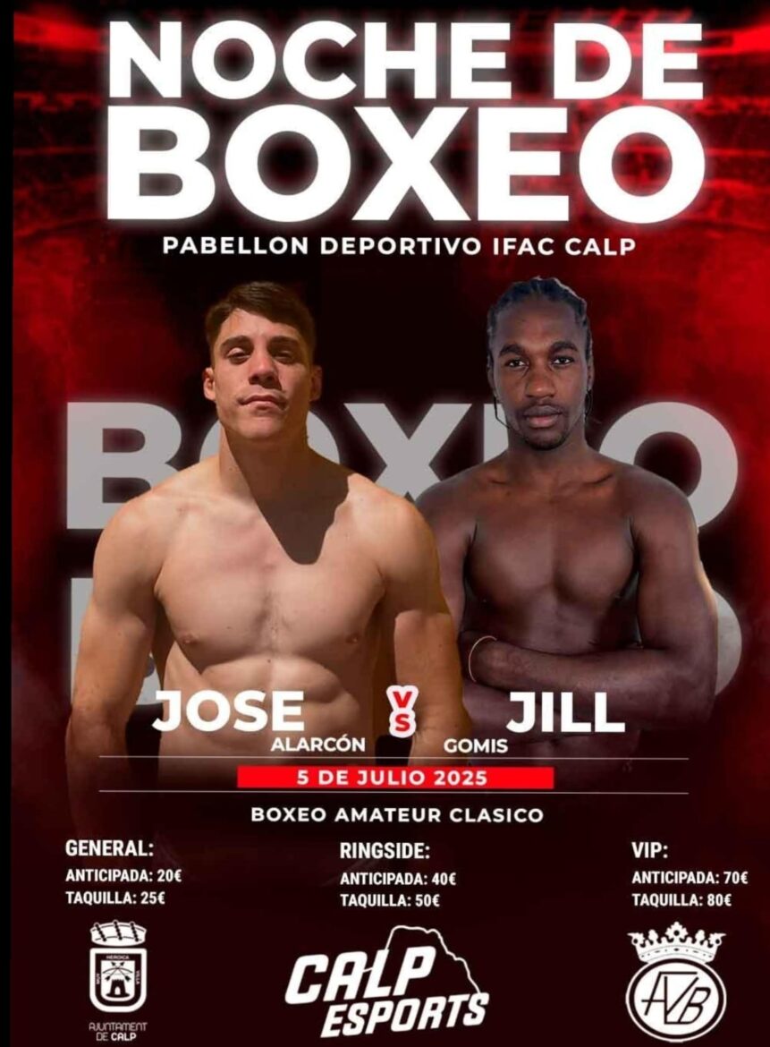 Los boxeadores del Fight Club siguen con su actividad incesante este sábado 5 de julio en Calpe con Jill Gomis y Alex Muñoz. 