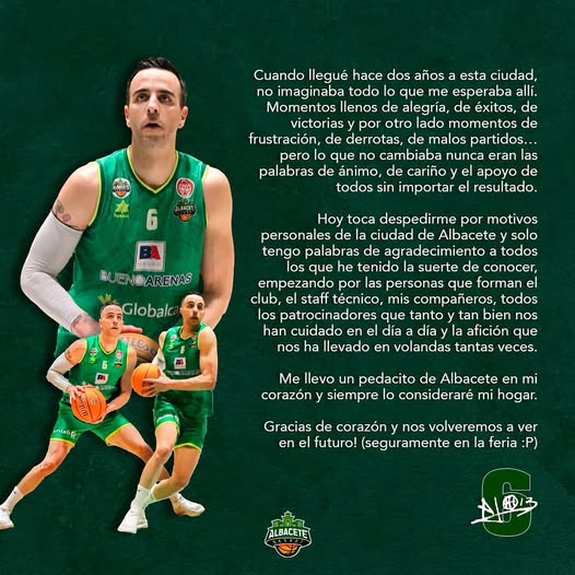 Alo Marín se despide del Bueno Arenas Albacete Basket
