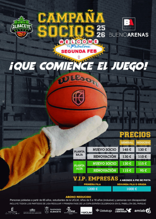 Comienza la campaña de socios del Bueno Arenas Albacete Basket para la temporada 25-26