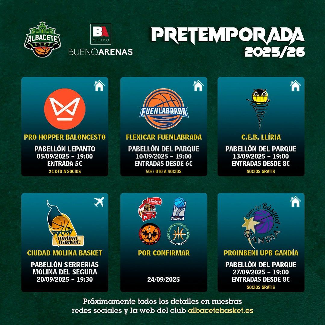 El Bueno Arenas Albacete Basket da a conocer las fechas de su pretemporada