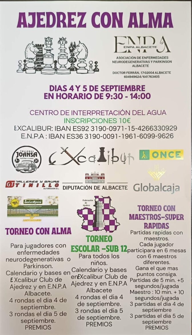 Los días 4 y 5 de septiembre, Ajedrez con Alma en Albacete