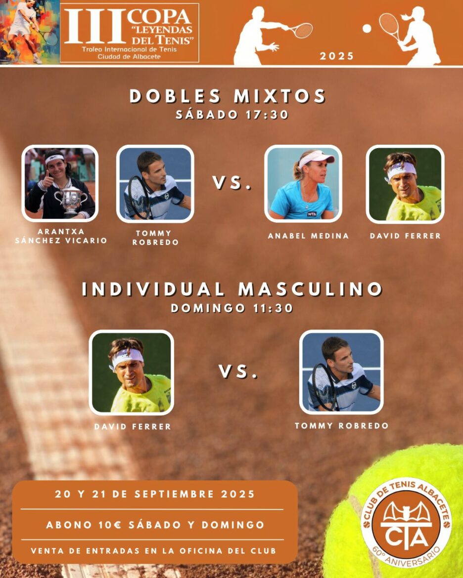 MÁXIMA EXPECTACIÓN EN EL CLUB TENIS ALBACETE ANTE EL COMIENZO DE LA COPA LEYENDAS