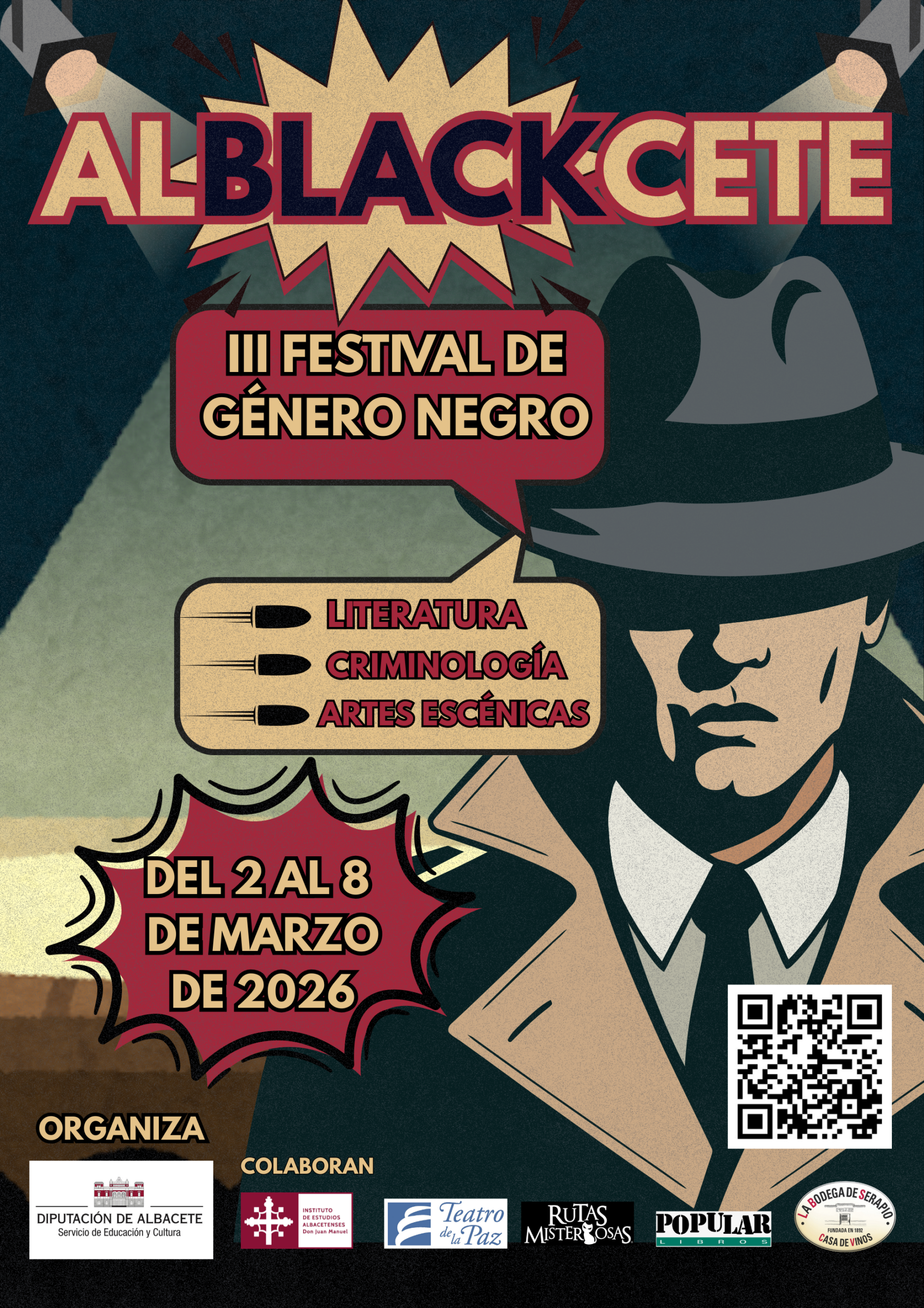 La provincia de Albacete se tiñe de noir del 2 al 8 de marzo con la tercera edición del Festival Alblackcete de la mano de la Diputación La provincia de Albacete se tiñe de noir del 2 al 8 de marzo con la tercera edición del Festival Alblackcete de la mano de la Diputación