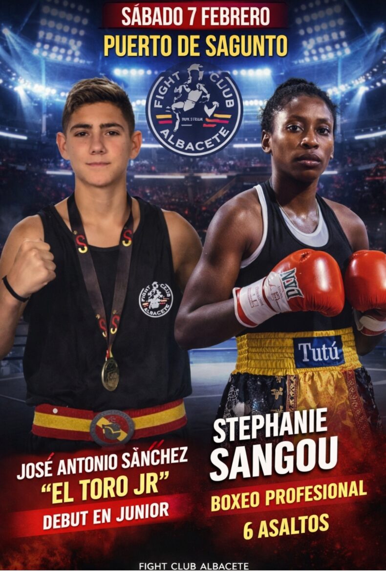Este próximo sábado siete de febrero en la localidad valenciana de Puerto de Sagunto vuelven al ring los boxeadores del Fight Club Albacete Stephanie Sangou y José Antonio Sánchez