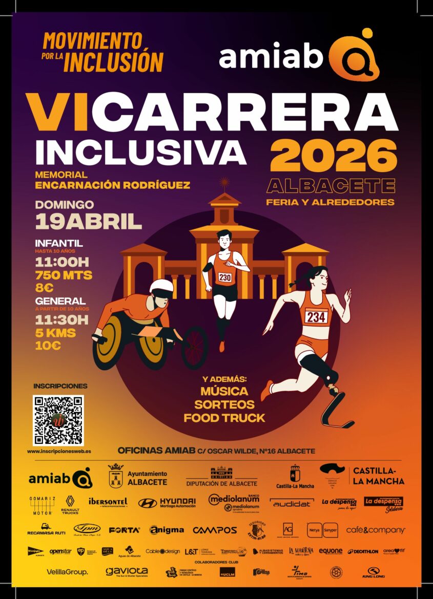 Amiab anima a la ciudadanía a sumarse a su VI Carrera Inclusiva de Albacete el próximo domingo 19 de abril Amiab anima a la ciudadanía a sumarse a su VI Carrera Inclusiva de Albacete el próximo domingo 19 de abril