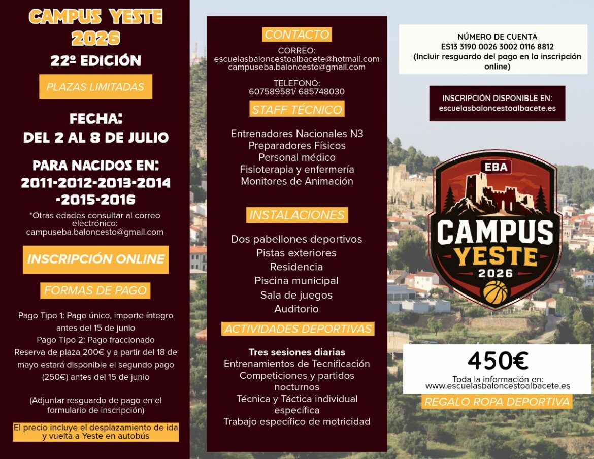 El EBA cumple 22 años de Campus y volverá a llenar Yeste de baloncesto este verano