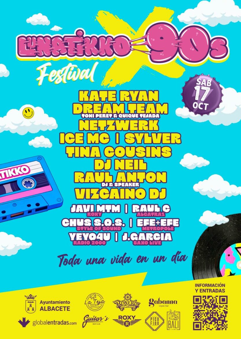 El festival LUNÁTIKKO 90S convertirá Albacete en el epicentro nacional del mejor dance el próximo 17 de octubre