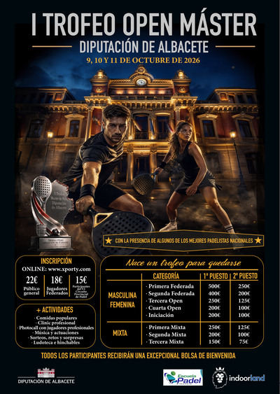 La Diputación de Albacete impulsa el I Trofeo Open Máster de Pádel, una gran cita deportiva que nace para quedarse